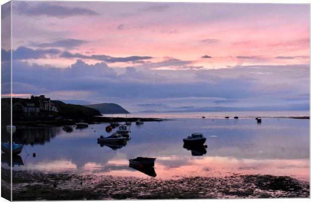 Evening sunset at The Parrog Newport Pembrokeshire Canvas Print by Julie Tattersfield
