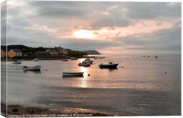 Pembrokeshire warm sunset at the Parrog Canvas Print by Julie Tattersfield