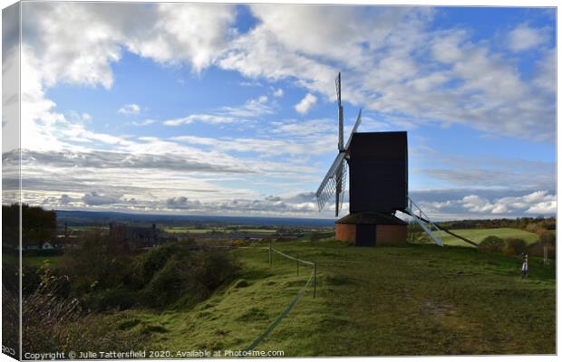Oxfordshire Brill Windmill standing proud above th Canvas Print by Julie Tattersfield