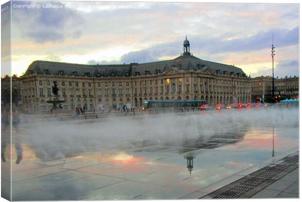 Water Sculpture in Bordeaux France Canvas Print by Laurence Tobin