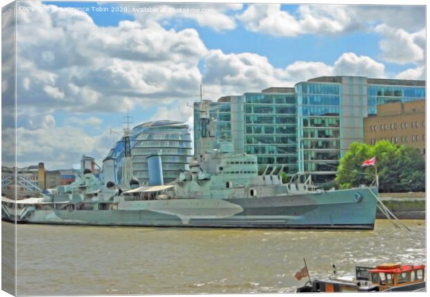 HMS Belfast and City Hall, London Canvas Print by Laurence Tobin