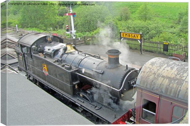 Steam Train in Embsay station, North Yorkshire Canvas Print by Laurence Tobin