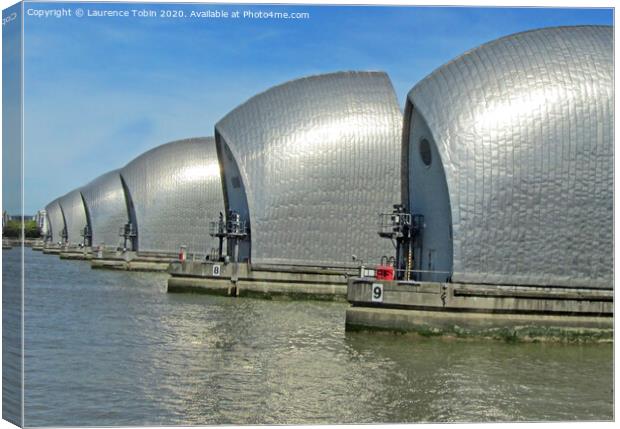 Thames Barrier From North bank Canvas Print by Laurence Tobin