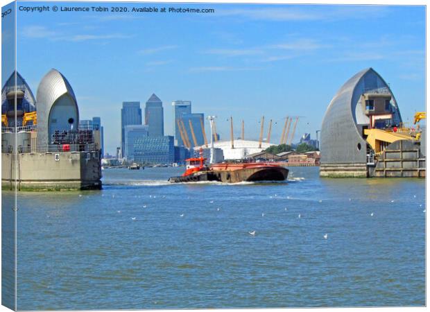 Docklands, Dome, Thames Barrier Canvas Print by Laurence Tobin
