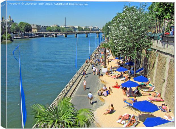 Temporary Beach on the Seine, Paris Canvas Print by Laurence Tobin
