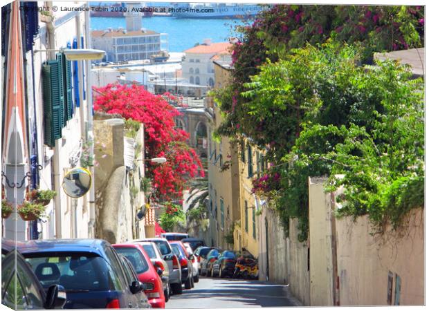 Narrow Hill Streets of Gibraltar Canvas Print by Laurence Tobin
