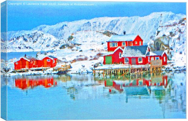 Norwegian Coastal Houses Canvas Print by Laurence Tobin
