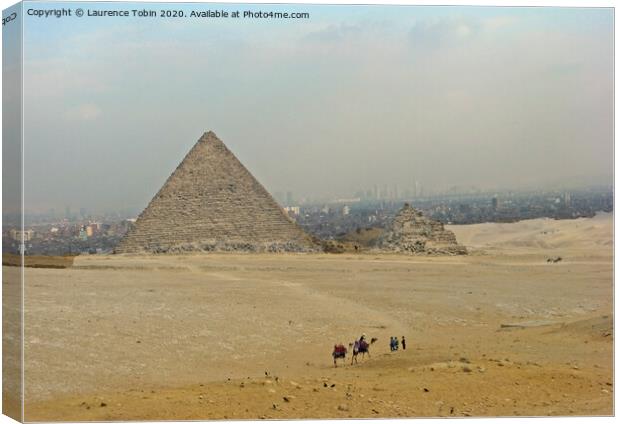 Two Pyramids near Giza, Egypt Canvas Print by Laurence Tobin
