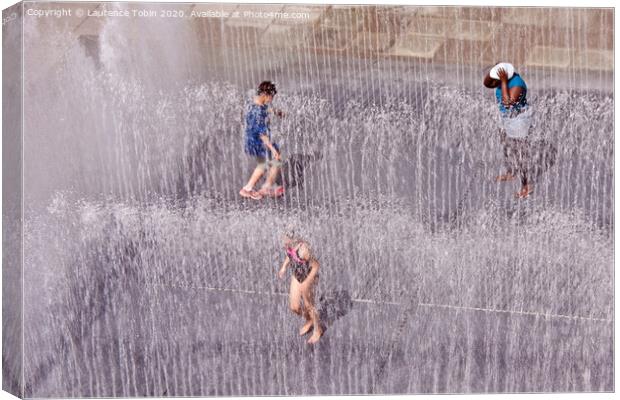 Children Having Fun in Fountains Canvas Print by Laurence Tobin