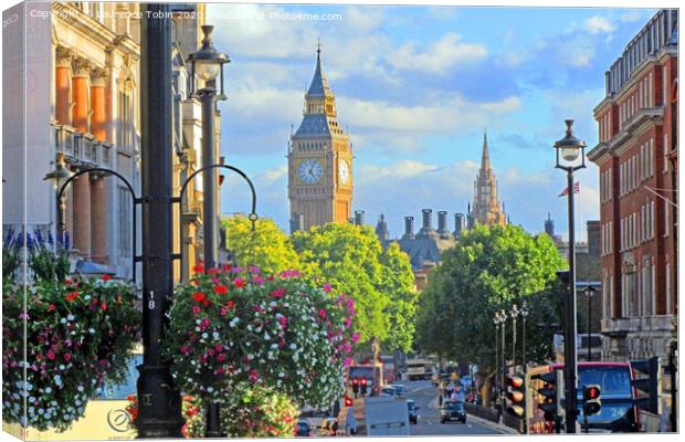 Whitehall and Big Ben, London Canvas Print by Laurence Tobin