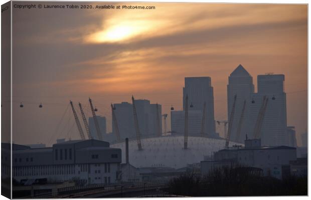 Sunset at Docklands, London Canvas Print by Laurence Tobin