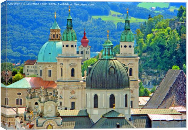 Cathedral and Church Domes. Salzburg, Austria Canvas Print by Laurence Tobin