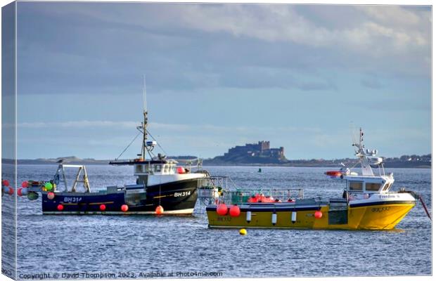 Bamburgh Castle from Holy Island  Canvas Print by David Thompson