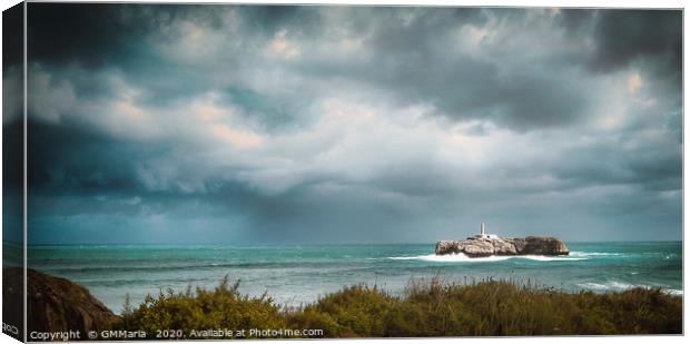 Dark Faro De La Isla De Mouro Canvas Print by Maria Galushkina