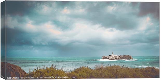 Pastel Faro De La Isla De Mouro Canvas Print by Maria Galushkina