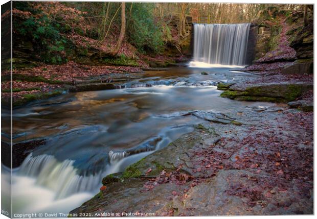 Majestic Nant Mill Waterfall Canvas Print by David Thomas