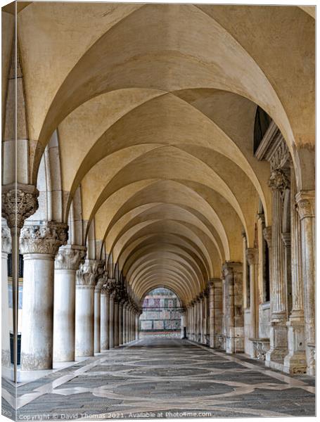 Majestic Arches of Doges Palace in Venice Canvas Print by David Thomas