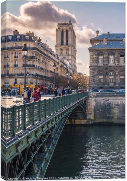 Notre Dame from the Seine river Canvas Print by Vicente Sargues