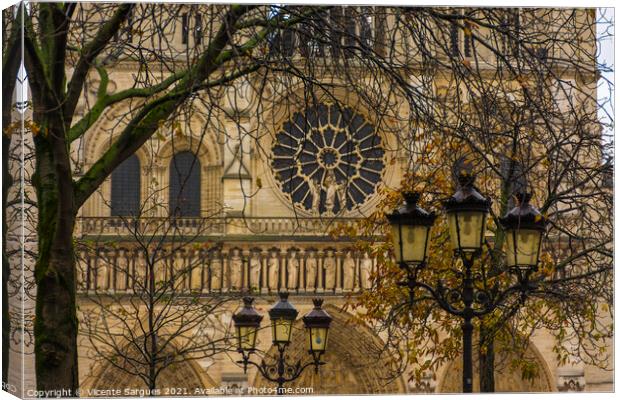 Notre Dame Cathedral among branches Canvas Print by Vicente Sargues