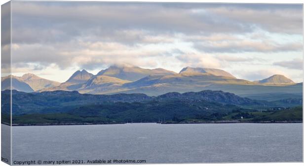 Shieldaig Bay with Torridon mountains bathed in evening sunset Canvas Print by mary spiteri