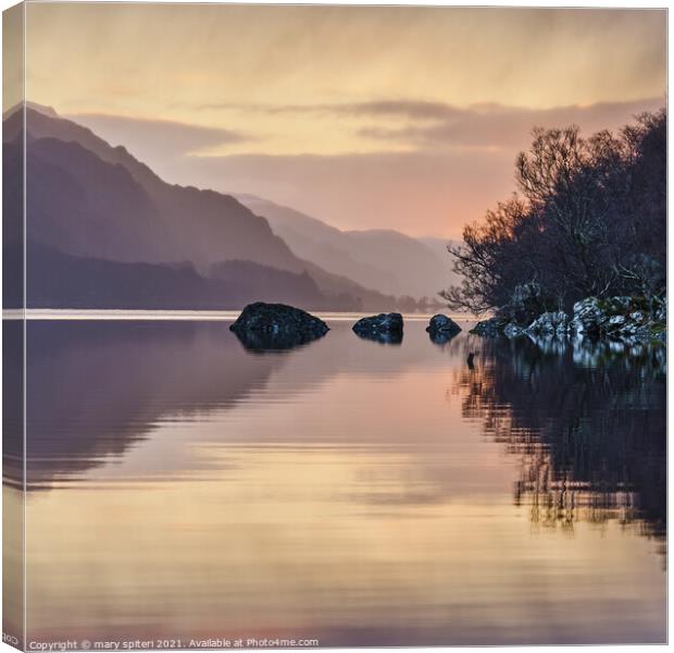 Loch Maree at Sunrise Canvas Print by mary spiteri