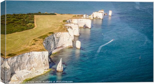 Old Harry Rocks Canvas Print by Pete Evans