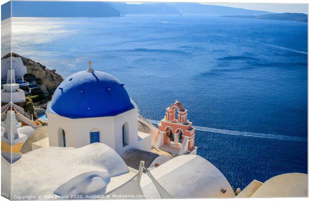 Santorini in Blue and White Canvas Print by Pete Evans
