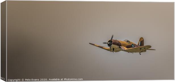 F4u Corsair over Coolum Canvas Print by Pete Evans