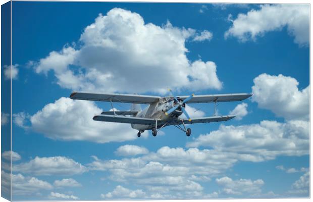 Double-winged airplane flies on a Air Show Canvas Print by Arpad Radoczy