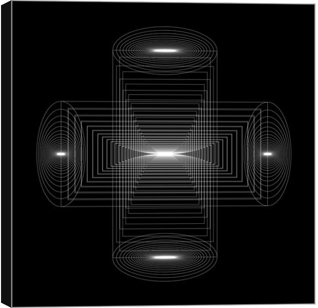 White geometry shapes on black background Canvas Print by Arpad Radoczy