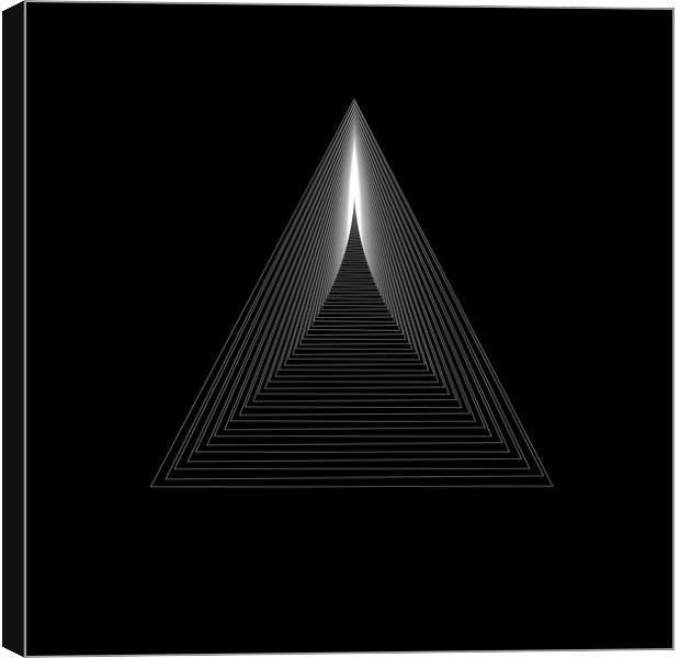 White triangle shape with stair shape to infinity on black background Canvas Print by Arpad Radoczy