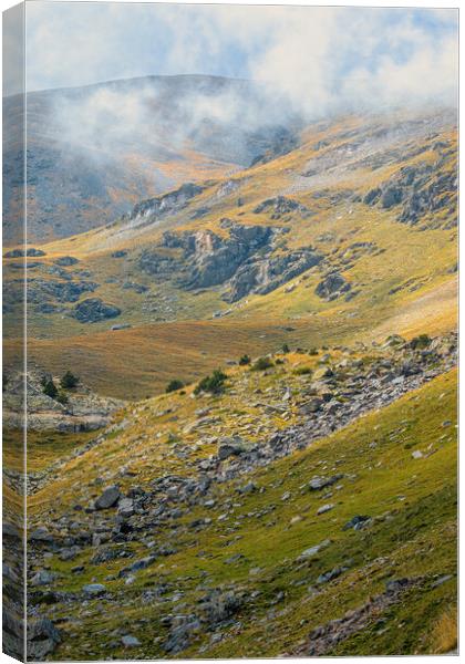 Nice valley from Spain, mountain Pyrenees (named Valley Nuria) Canvas Print by Arpad Radoczy
