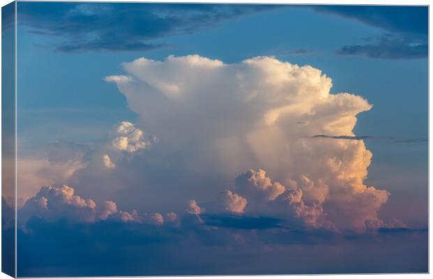 Beautiful cumulus stormy clouds with sunset light Canvas Print by Arpad Radoczy