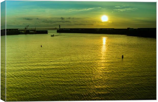 Newlyn Harbour at Sunrise, Cornwall UK  Canvas Print by Roger Driscoll