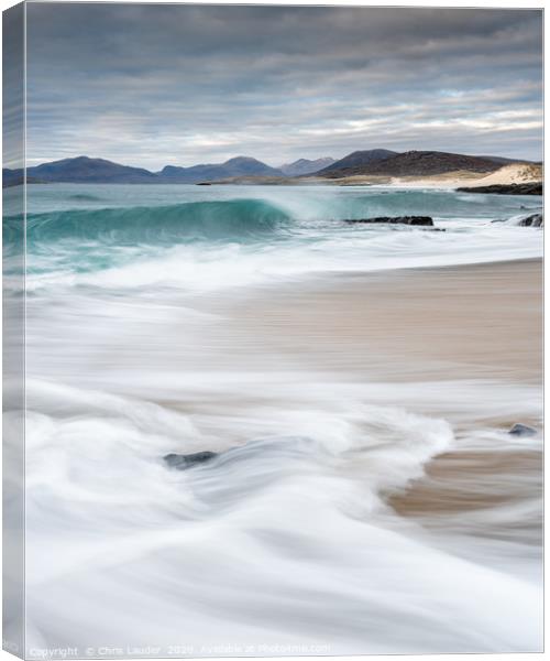 Majestic waves crashing on Bagh Steinigidh beach Canvas Print by Chris Lauder