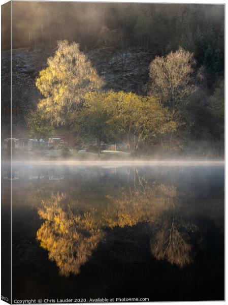 Misty Autumn at Loch Ard, Trossachs Canvas Print by Chris Lauder