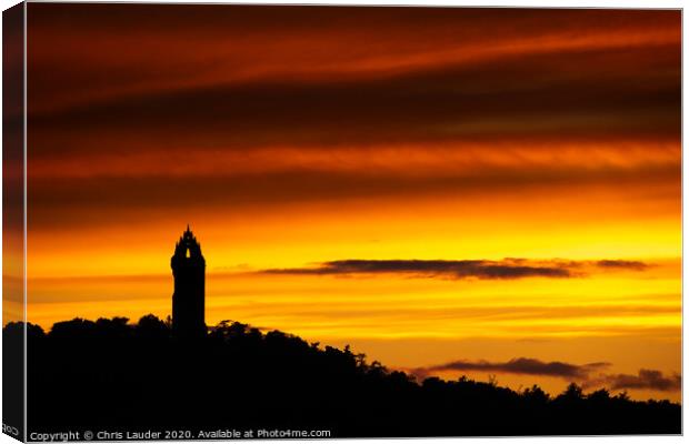 Majestic Sunset at Wallace Monument Canvas Print by Chris Lauder