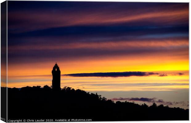 Majestic National Wallace Monument at Sunset Canvas Print by Chris Lauder