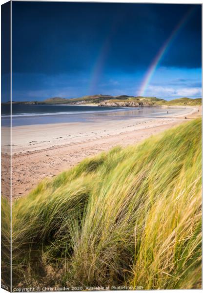 The Majestic Double Rainbow of Balnakeil Canvas Print by Chris Lauder