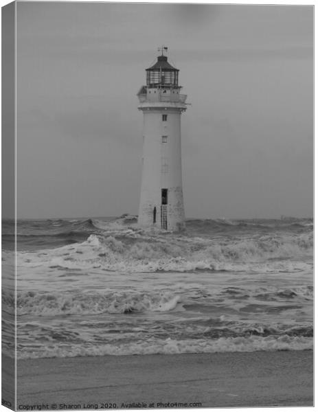 A Stormy New Brighton Lighthouse Canvas Print by Photography by Sharon Long 