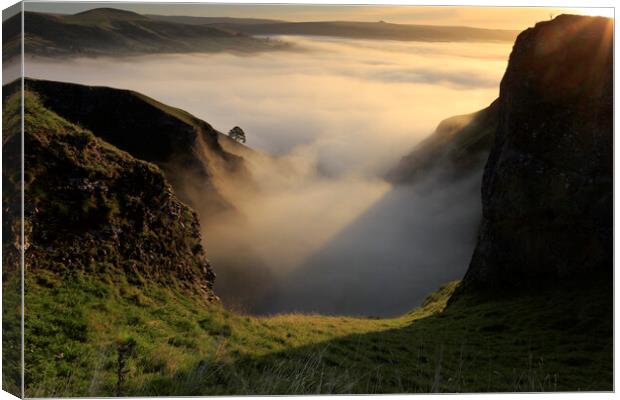 A Misty Winnats Pass in the Peak District Canvas Print by MIKE HUTTON