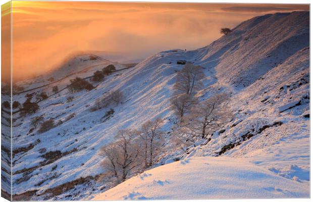 Sunrise from Cracken Edge near Chinley in the Peak Canvas Print by MIKE HUTTON