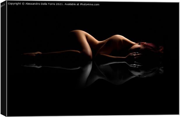 Nude woman laying down naked Canvas Print by Alessandro Della Torre