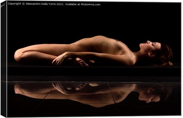 Nude girl as naked woman posing Canvas Print by Alessandro Della Torre