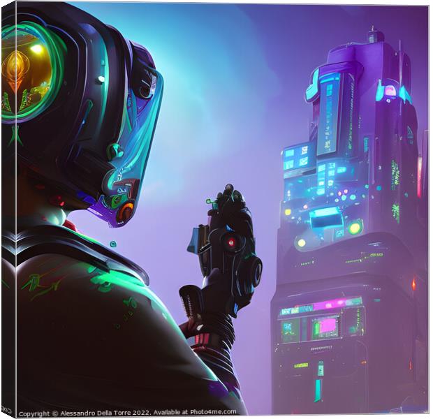 cyberpunk astronaut Canvas Print by Alessandro Della Torre