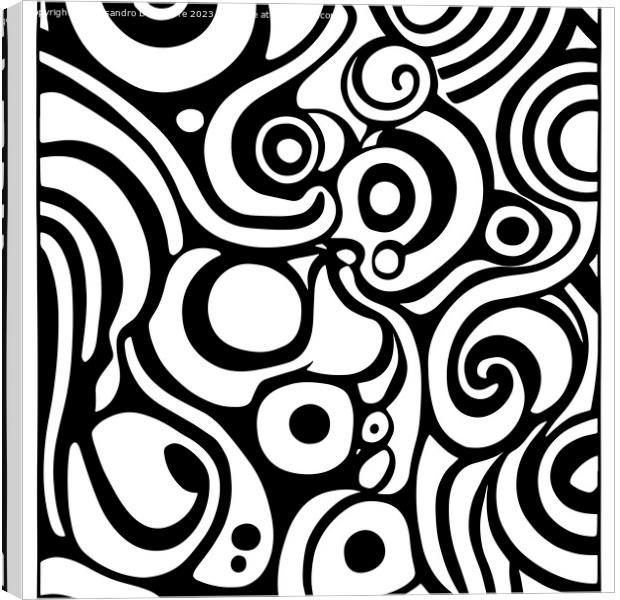 ai generative pop-art black and white abstract illustration Canvas Print by Alessandro Della Torre