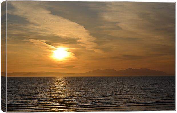 Isle of Arran sunset, seen from Ayr Canvas Print by Allan Durward Photography