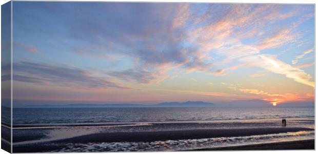 Another day ends, Ayr beach Arran sunset Canvas Print by Allan Durward Photography