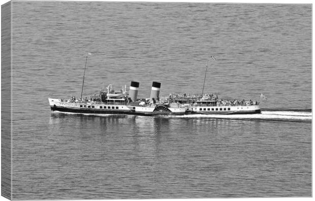PS Waverley , just left Largs. (black&white) Canvas Print by Allan Durward Photography