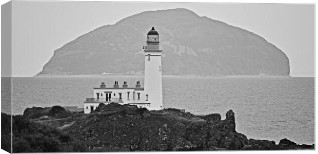 Monochrome Turnberry Lighthouse Canvas Print by Allan Durward Photography
